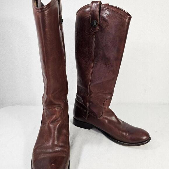 FRYE Melissa Cognac Leather Riding Boot Size 8.5B Trendy Boho - Picture 2 of 12